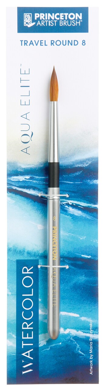 Princeton Series 4850 Aqua Elite Synthetic Watercolor Brush-Short Handle Travel Round Size 6